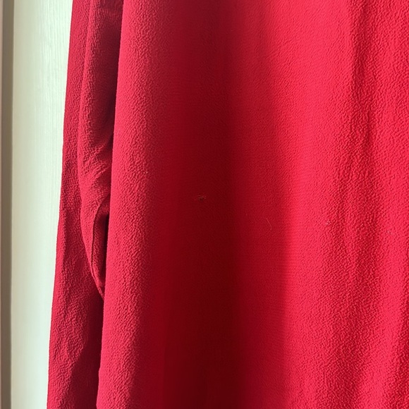 J Jill red long sleeve rayon button down large with pockets - Picture 3 of 5